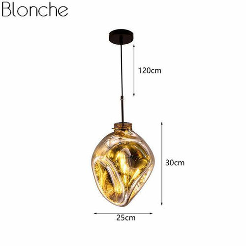 Suspension design LED en verre de couleur déformé Lava - vue 6 sur 16