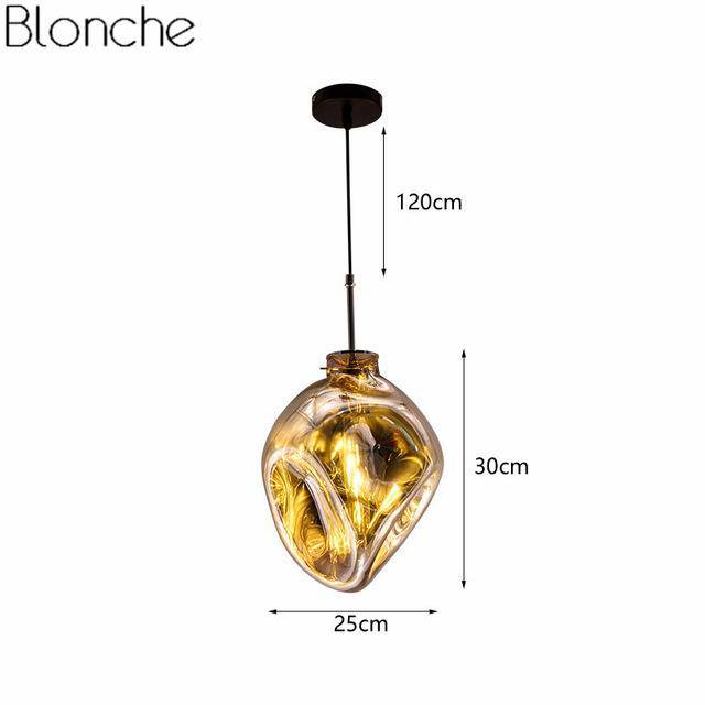 Suspension design LED en verre de couleur déformé Lava - vue 5 sur 16