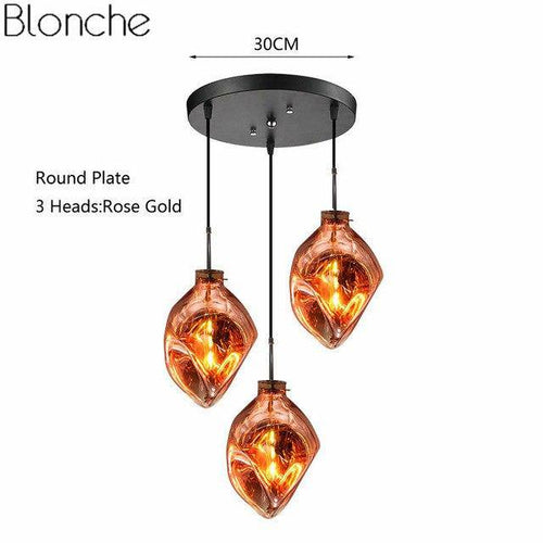 Suspension design LED en verre de couleur déformé Lava - vue 9 sur 16