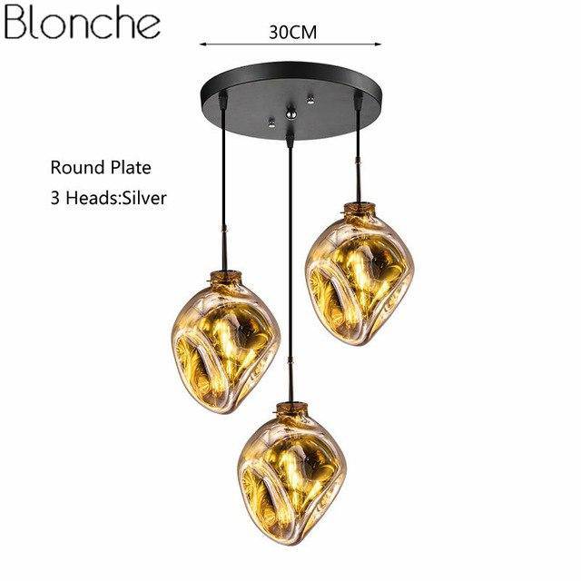 Suspension design LED en verre de couleur déformé Lava - vue 13 sur 16