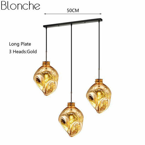 Suspension design LED en verre de couleur déformé Lava - vue 5 sur 16