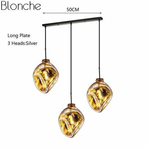 Suspension design LED en verre de couleur déformé Lava - vue 13 sur 16