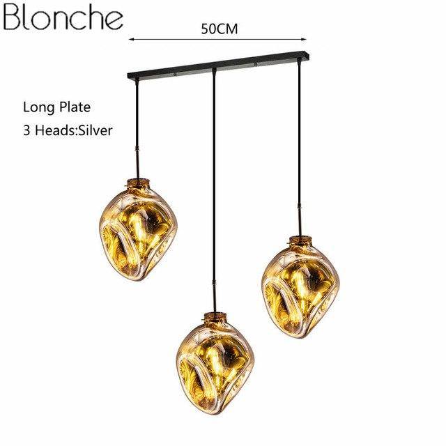 Suspension design LED en verre de couleur déformé Lava - vue 12 sur 16