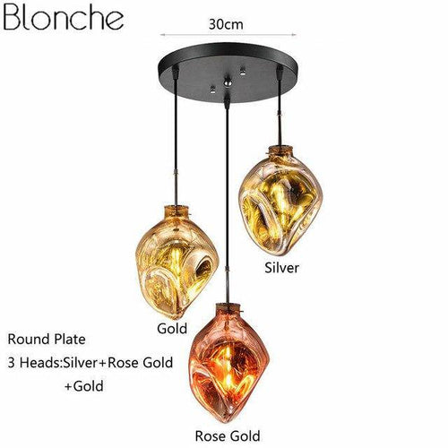 Suspension design LED en verre de couleur déformé Lava - vue 11 sur 16
