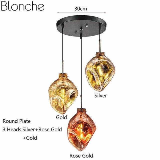Suspension design LED en verre de couleur déformé Lava - vue 10 sur 16
