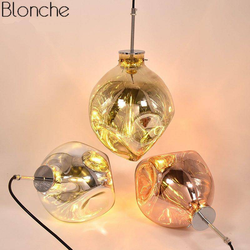 Suspension design LED en verre de couleur déformé Lava - vue 6 sur 16