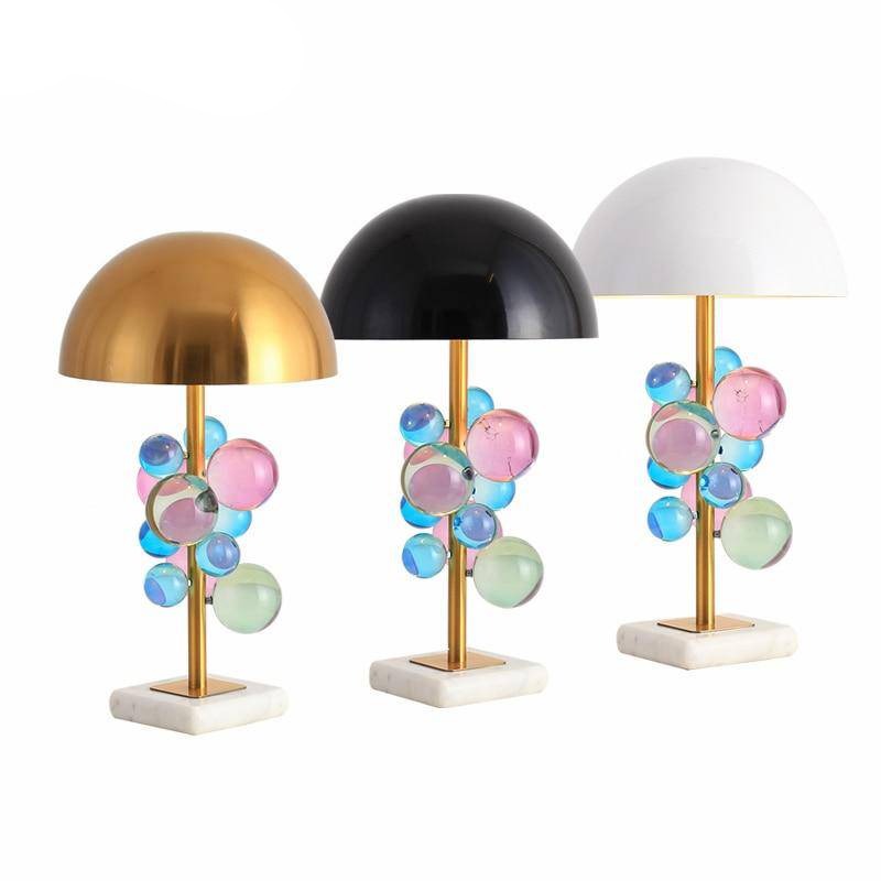 Lampe à poser base marbre et abat-jour métal Ball - vue 6 sur 7