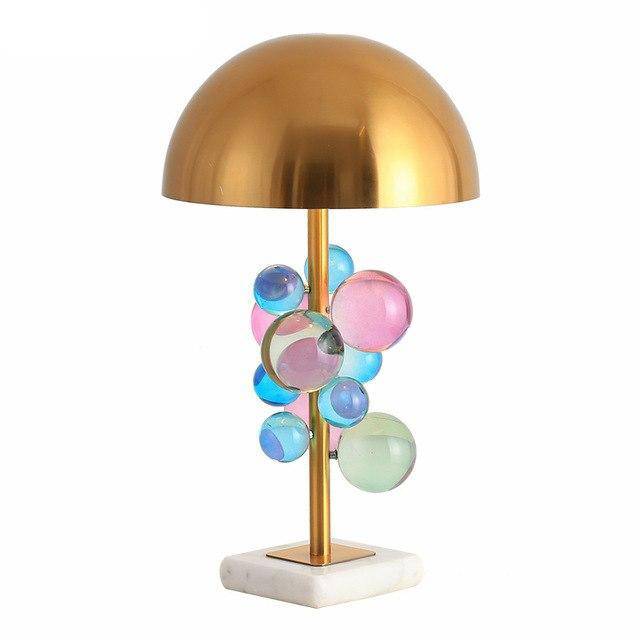 Lampe à poser base marbre et abat-jour métal Ball - vue 5 sur 7