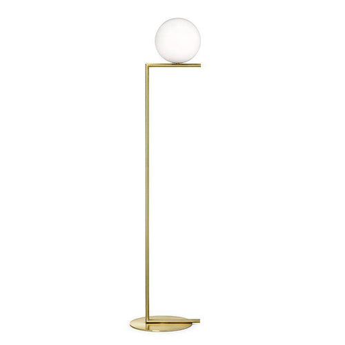Lampadaire design à LED doré avec boule en verre - vue 4 sur 8