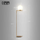 Lampadaire design à LED doré avec boule en verre