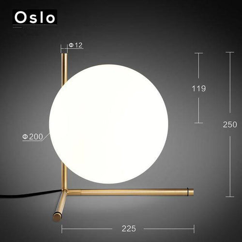Lampadaire design à LED doré avec boule en verre - vue 6 sur 8