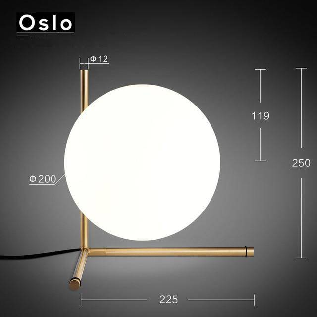 Lampadaire design à LED doré avec boule en verre - vue 5 sur 8