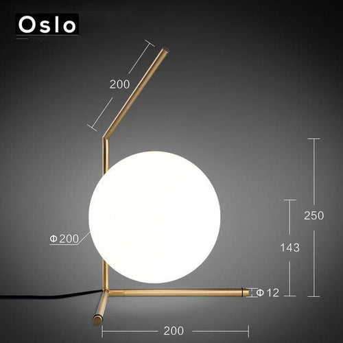 Lampadaire design à LED doré avec boule en verre - vue 5 sur 8