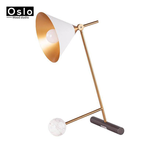Lampe à poser moderne en métal et marbre et pied chromé Hotel - vue 2 sur 9