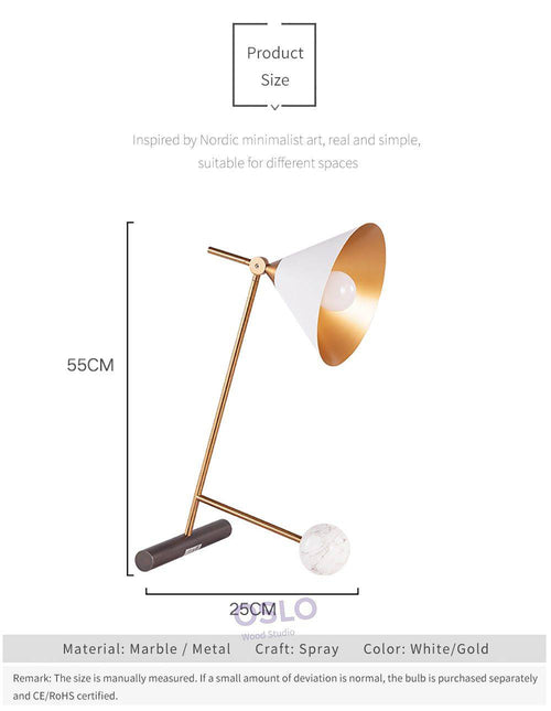 Lampe à poser moderne en métal et marbre et pied chromé Hotel - vue 3 sur 9