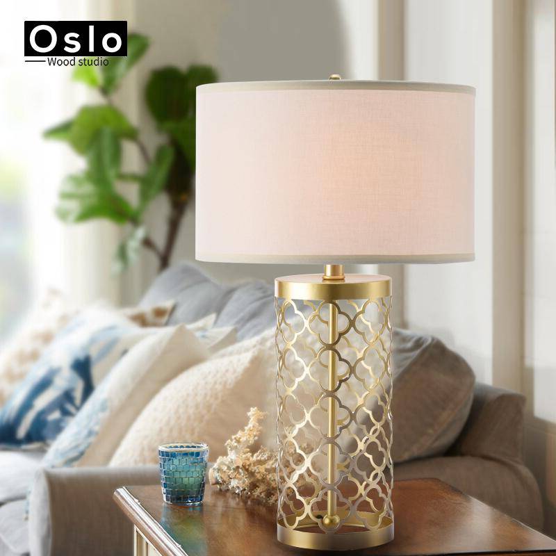 Lampe de chevet à poser design doré American - vue 3 sur 6