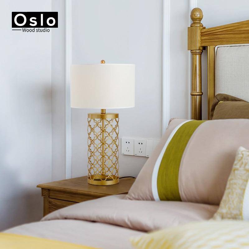 Lampe de chevet à poser design doré American - vue 2 sur 6