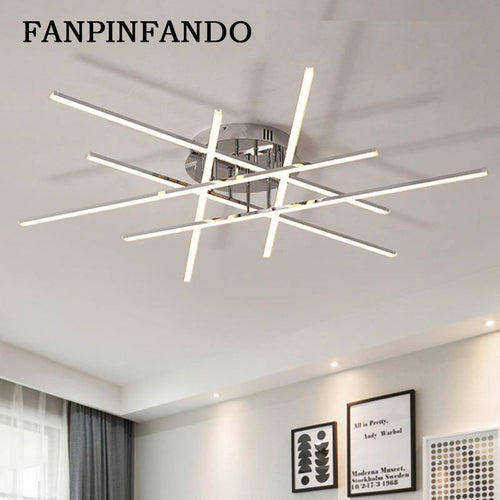 Plafonnier LED moderne barres chromées Flush - vue 5 sur 9