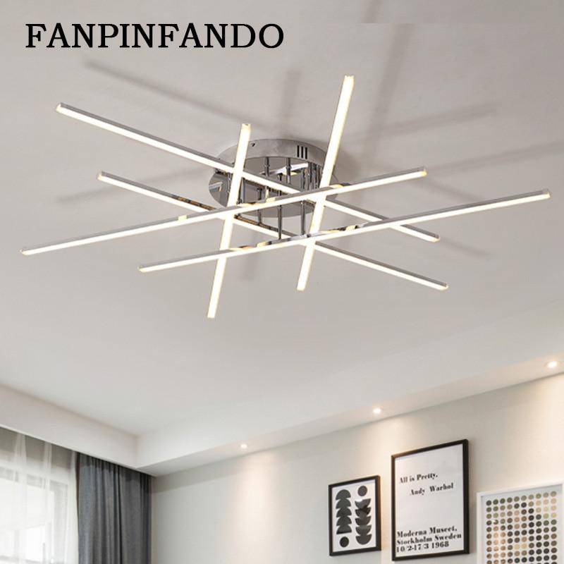 Plafonnier LED moderne barres chromées Flush - vue 4 sur 9