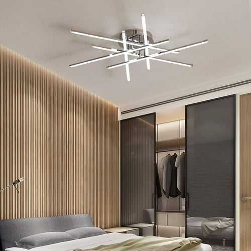Plafonnier LED moderne barres chromées Flush - vue 4 sur 9
