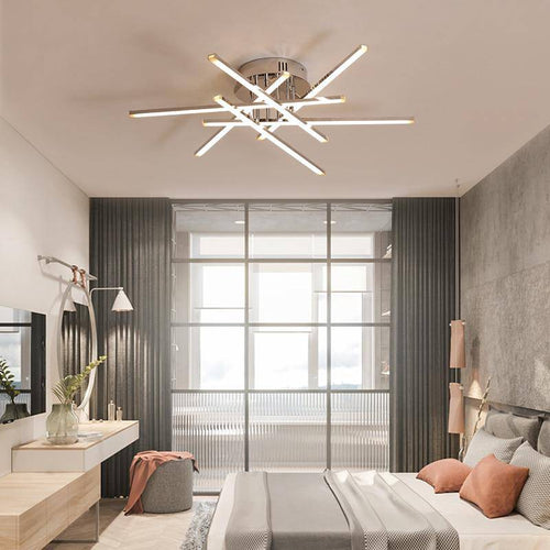 Plafonnier LED moderne barres chromées Flush - vue 3 sur 9