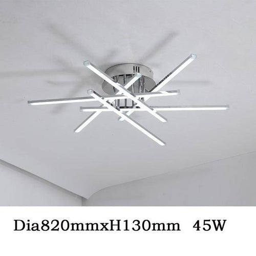 Plafonnier LED moderne barres chromées Flush - vue 8 sur 9