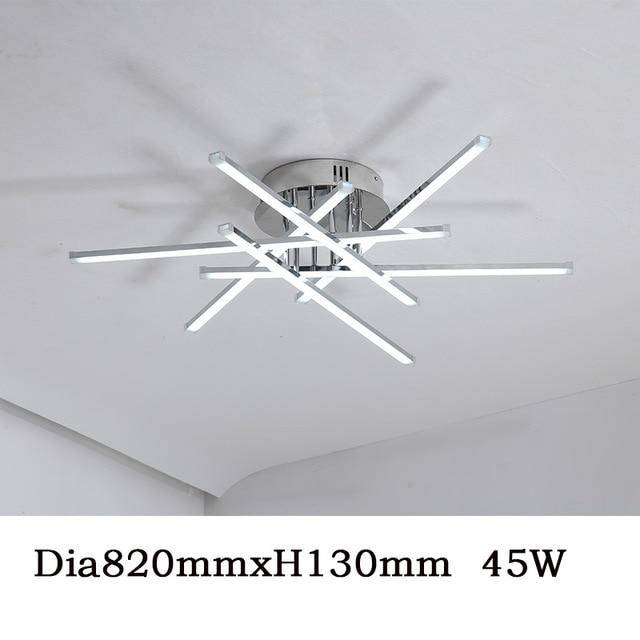 Plafonnier LED moderne barres chromées Flush - vue 7 sur 9