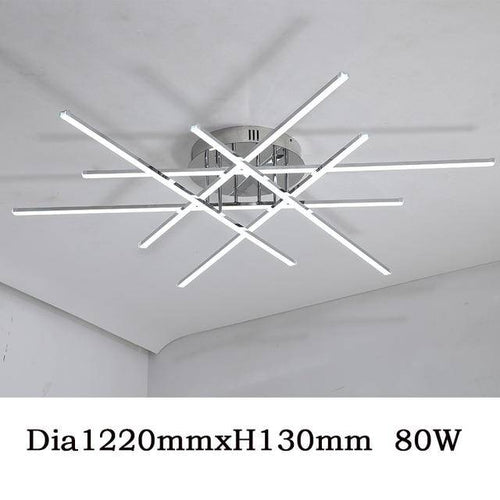 Plafonnier LED moderne barres chromées Flush - vue 9 sur 9