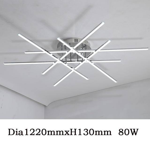Plafonnier LED moderne barres chromées Flush - vue 8 sur 9