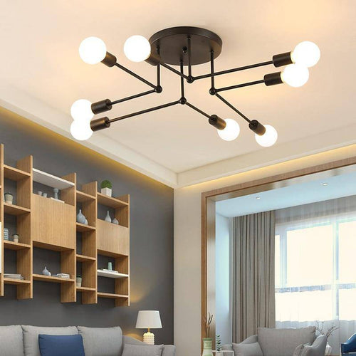 Plafonnier en métal rétro avec plusieurs lampes Personality - vue 4 sur 5