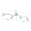 Barre à 4 spots LED chromée