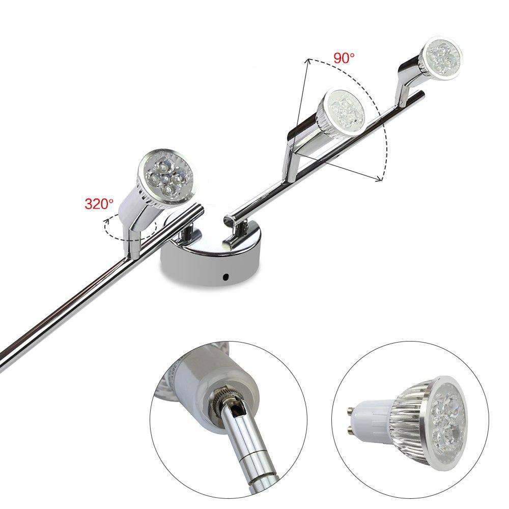 Barre à 4 spots LED chromée - vue 3 sur 7