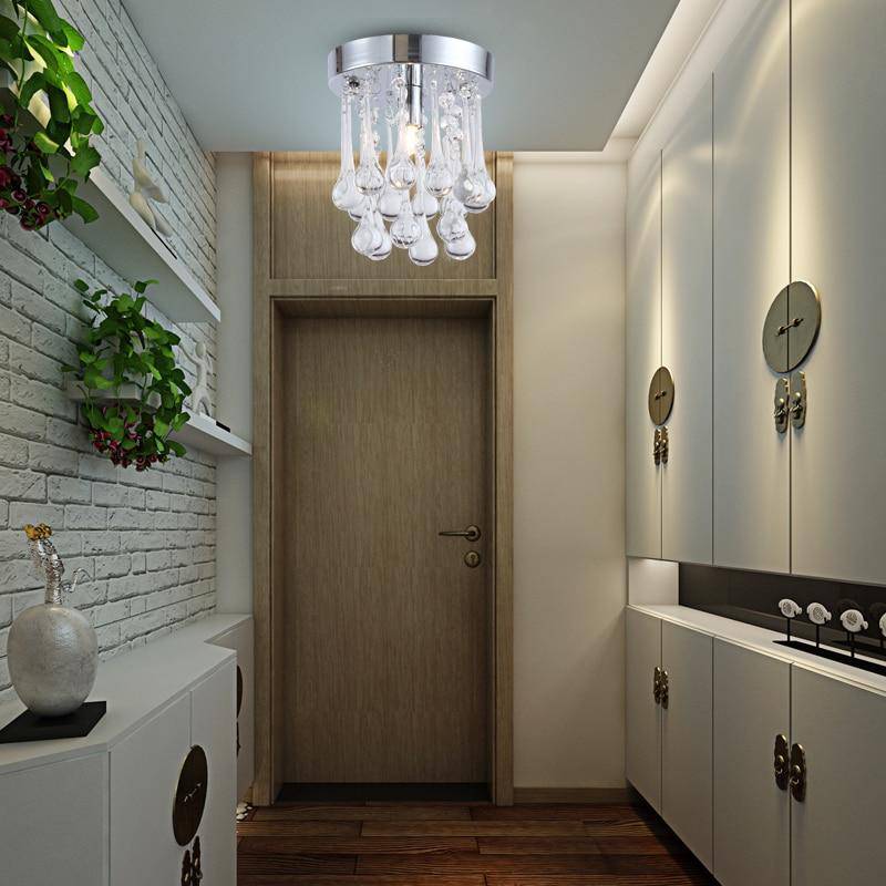 Plafonnier LED chromé et gouttes en cristal - vue 2 sur 7