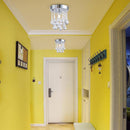 Plafonnier LED chromé et gouttes en cristal