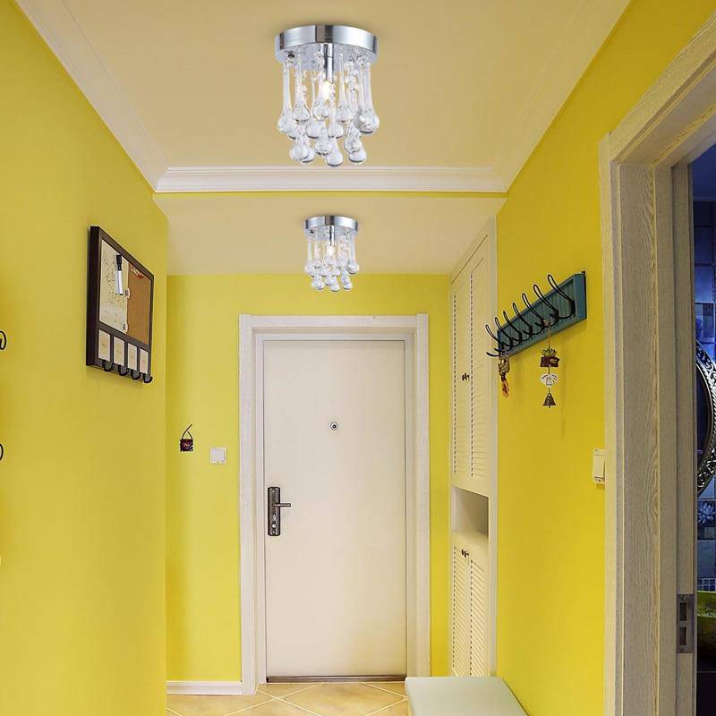 Plafonnier LED chromé et gouttes en cristal - vue 6 sur 7