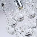 Plafonnier LED chromé et gouttes en cristal