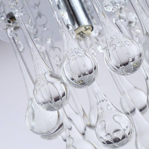 Plafonnier LED chromé et gouttes en cristal - vue 3 sur 7