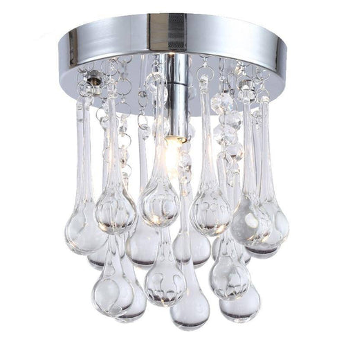 Plafonnier LED chromé et gouttes en cristal - vue 7 sur 7