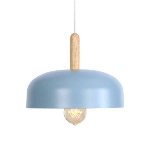 Suspension LED demi boule style industriel avec support en bos - vue 8 sur 7