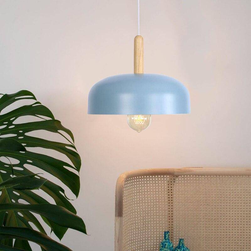 Suspension LED demi boule style industriel avec support en bos - vue 4 sur 7
