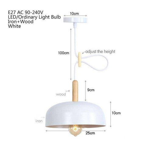 Suspension LED demi boule style industriel avec support en bos - vue 7 sur 7