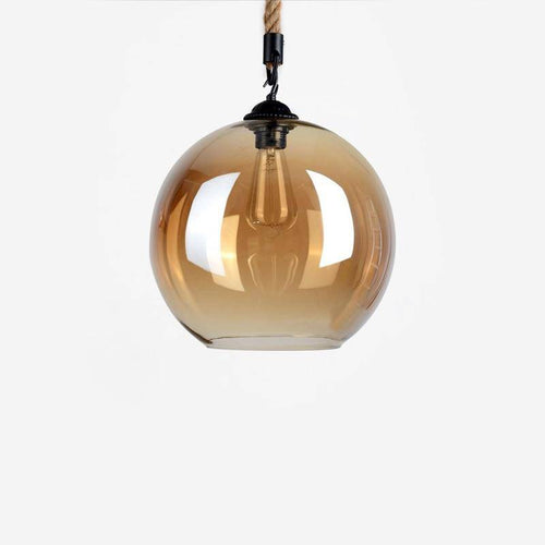 Suspension design boule en verre ambré sur corde Decor - vue 3 sur 4