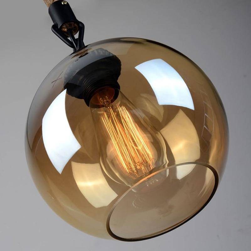 Suspension design boule en verre ambré sur corde Decor - vue 2 sur 4