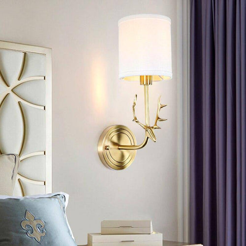 Applique murale design LED en métal style cerf doré - vue 3 sur 4
