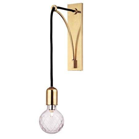 Applique murale design doré avec ampoule suspendue - vue 2 sur 2