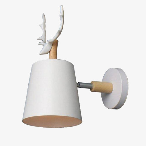 Applique murale avec abat-jour en métal et support en bois avec corne de cerf - vue 6 sur 6