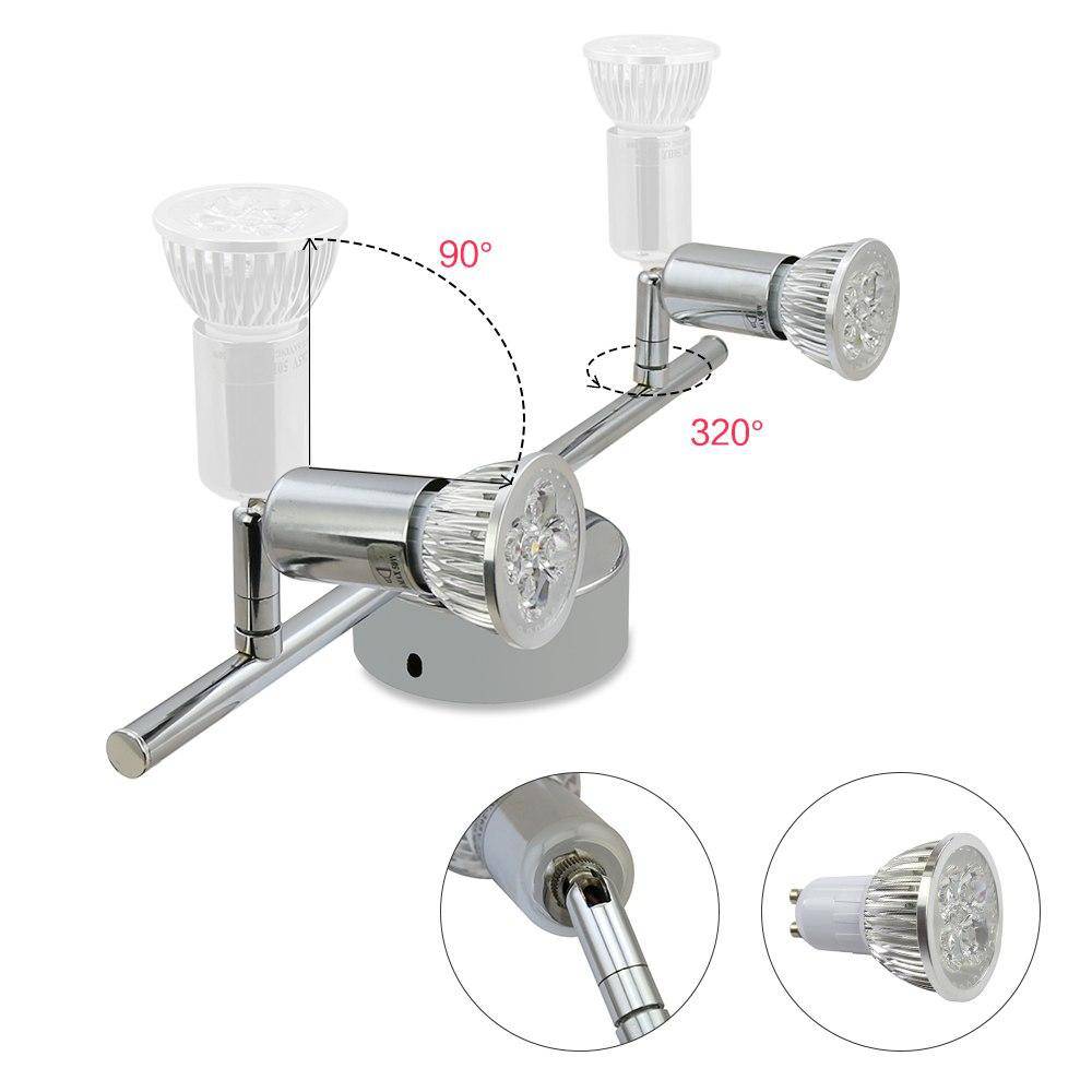 Plafonnier chromé barre à spots LED Indoor - vue 5 sur 11