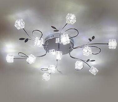Plafonnier LED chromée avec cubes en verre - vue 5 sur 7