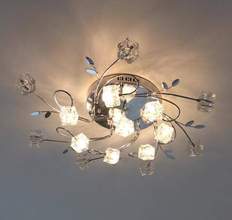 Plafonnier LED chromée avec cubes en verre - vue 4 sur 7
