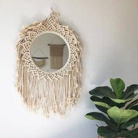 Miroir mural décoratif rond en tissu tombant